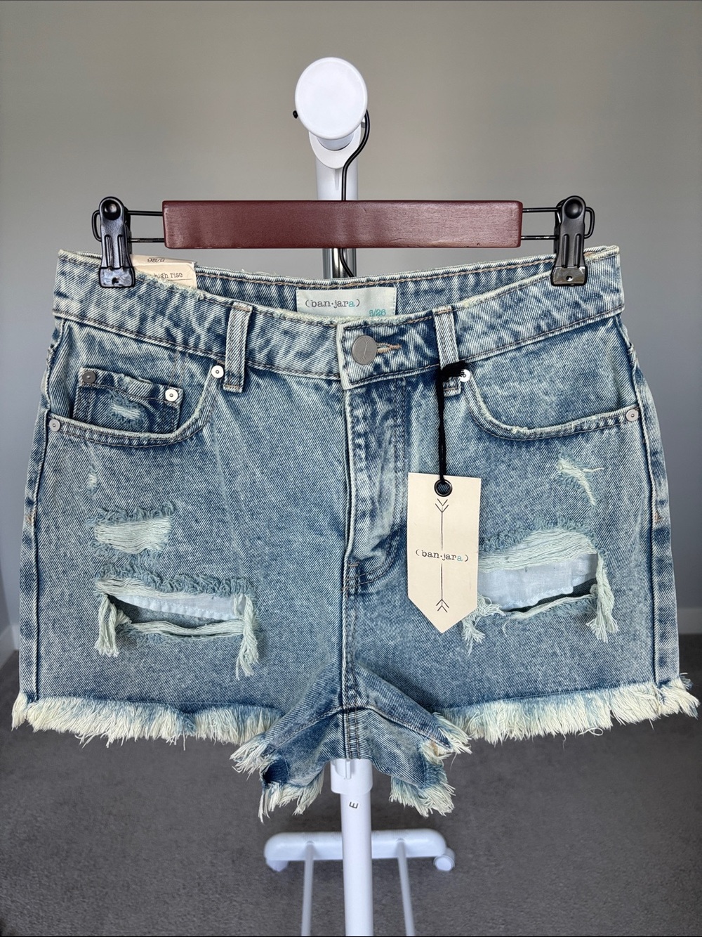 Banjara Light Blue Distressed Denim Cutoff Shorts